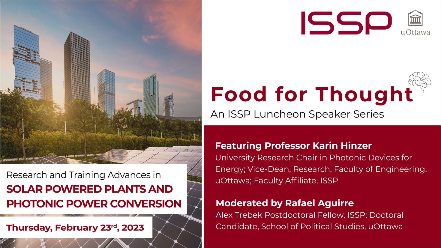 ISSP's Food for Thought: Research and Training Advances in Solar Power Plants and Photonic Power Conversion