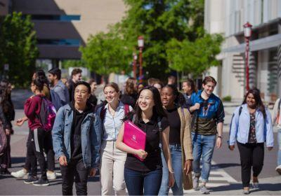 Students walking.