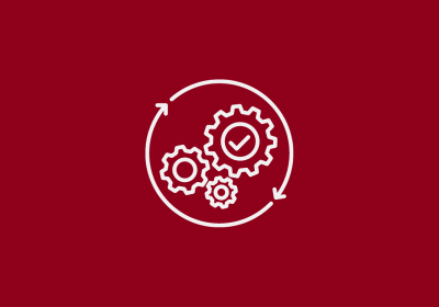 Three gears of different sizes rotating