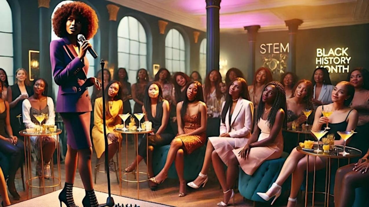 Illustration of a black girls and women in STEM event.