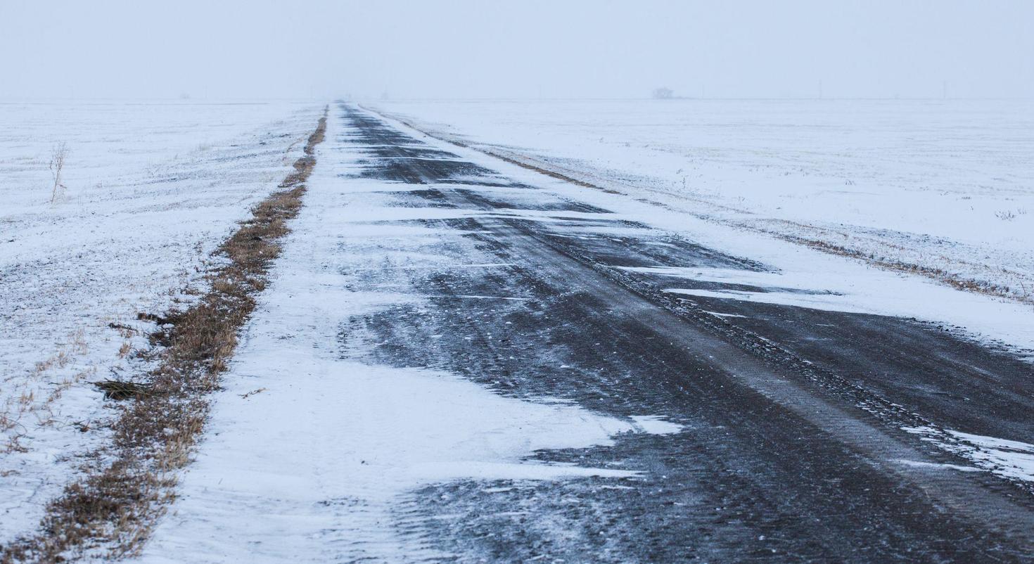 Road covered in snow.