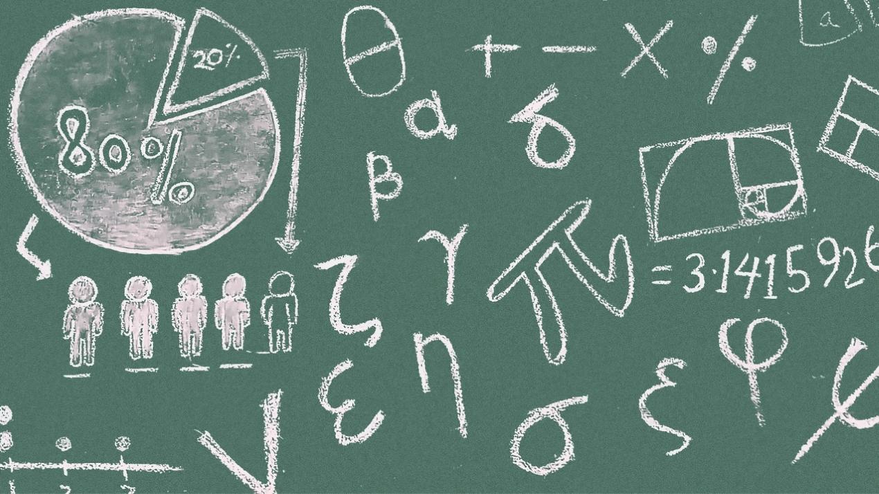 A greenboard with math equation.