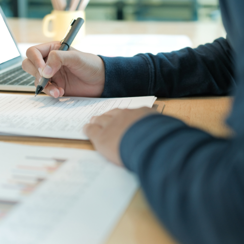 Student filling an application.