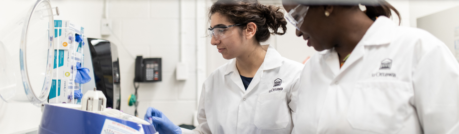 Two female students doing research