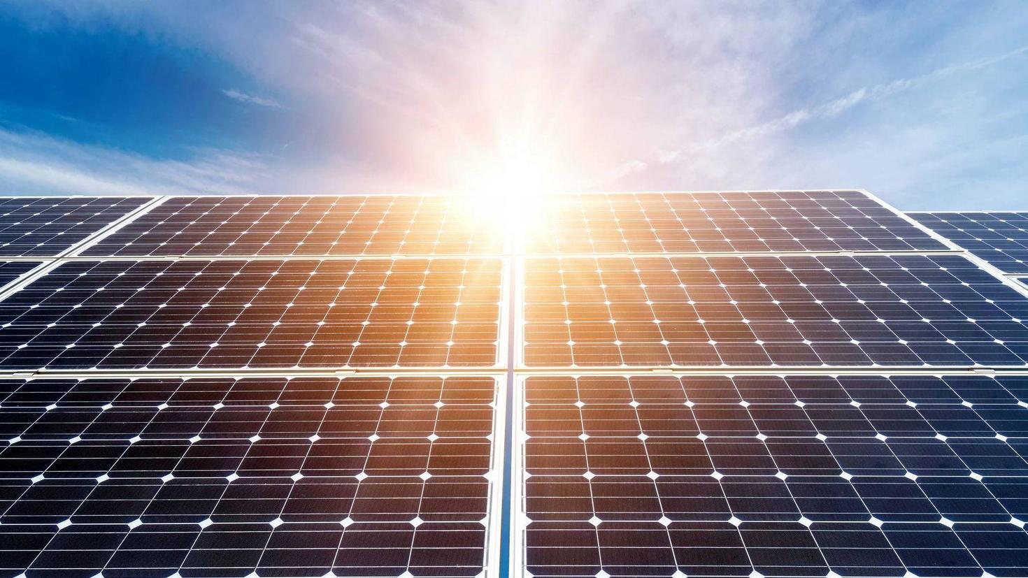 Solar cells in the sun.