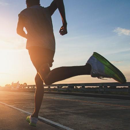 Athlete runner feet running on road, Jogging at outdoors