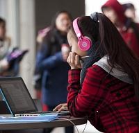 Student working on laptop 