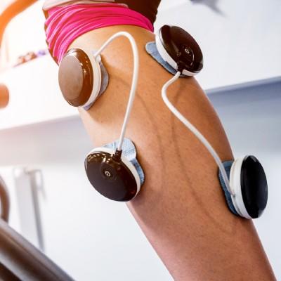 human thigh with sensors on it