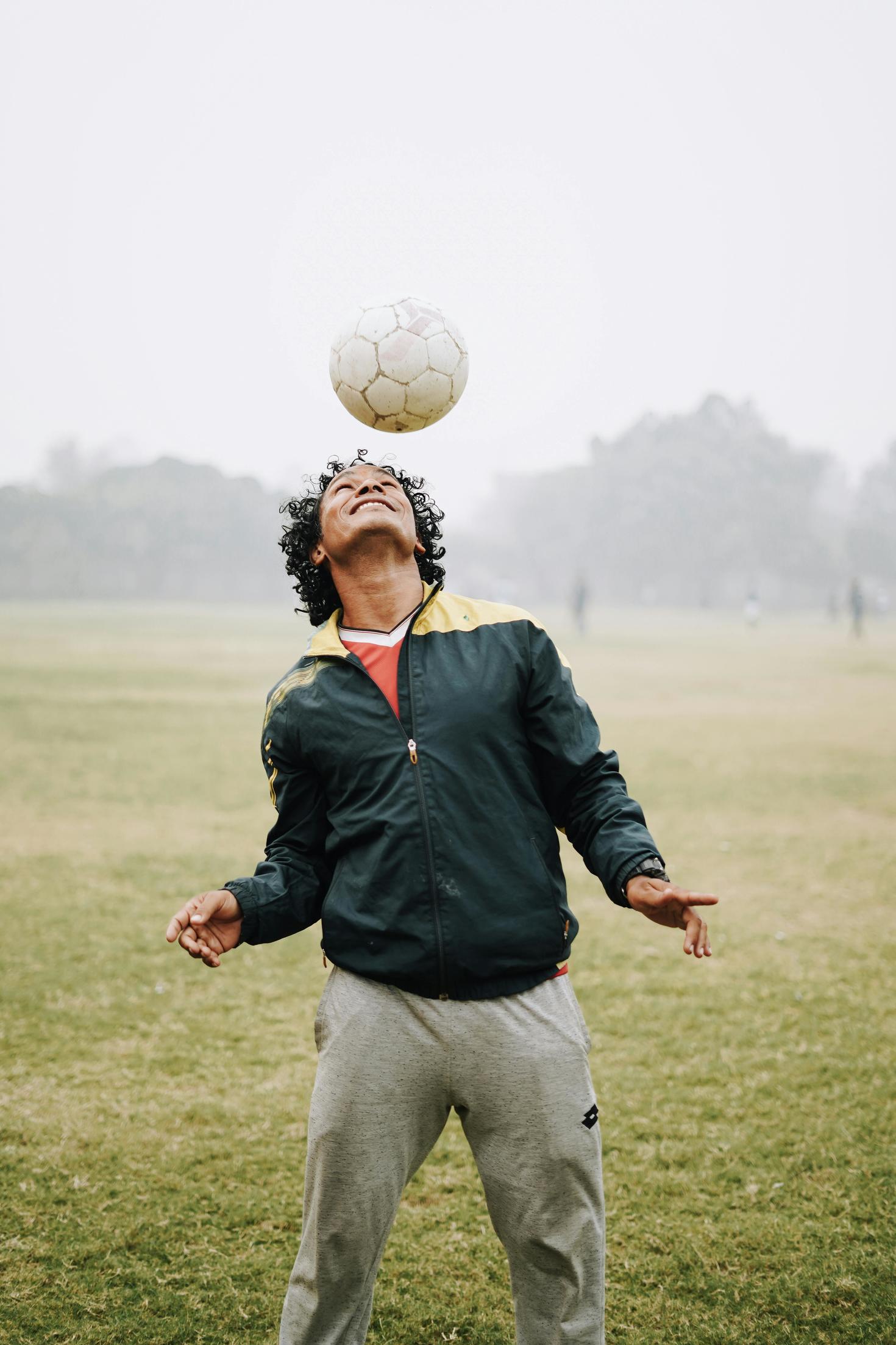 playing with a soccer ball