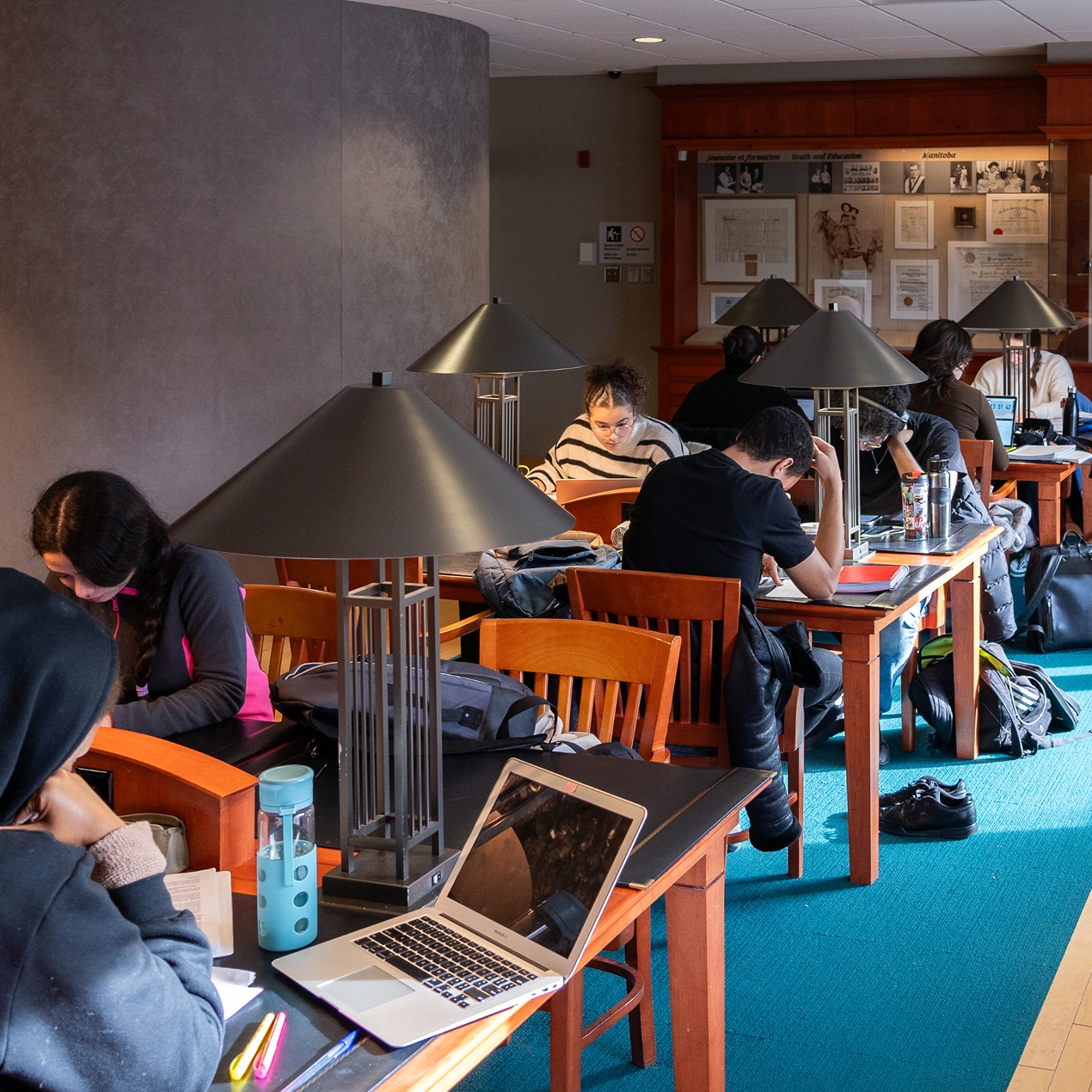 Students at the library