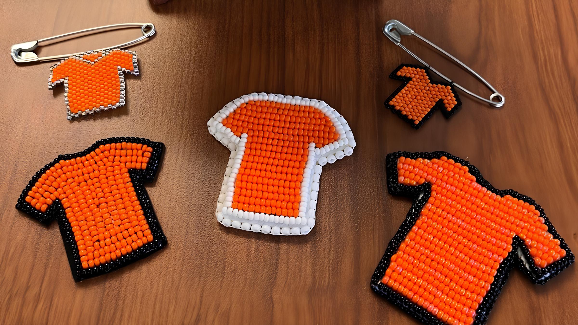 Orange Tshirt-beaded pin