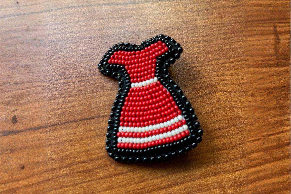 Beaded red dress pin