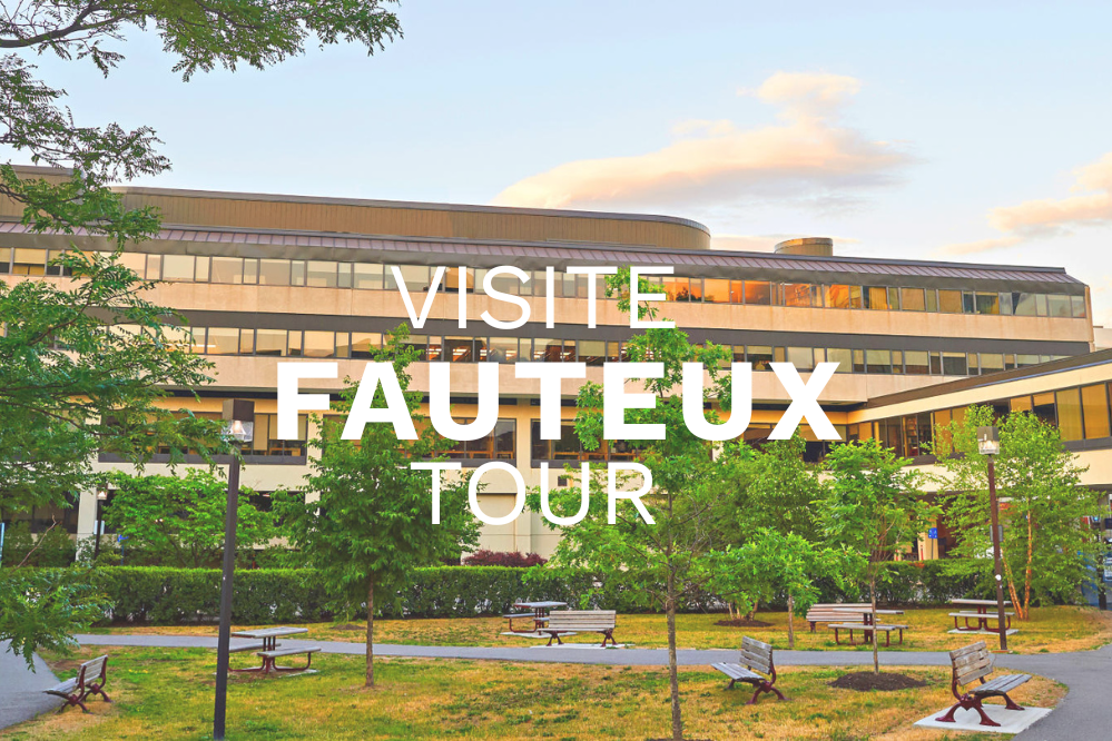 Text over Fauteux building