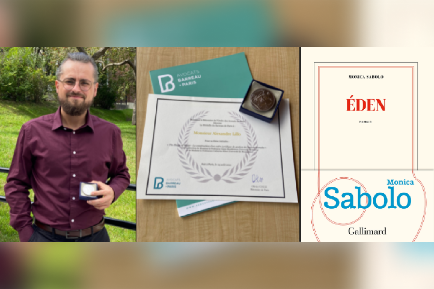 Alexandre Lillo a reçu la Médaille du Barreau de Paris pour la meilleure thèse de doctorat et Sarah Bourdon a reçu le Prix de l'Ambassade de France, remis à la meilleure thèse de maîtrise (roman Éden).