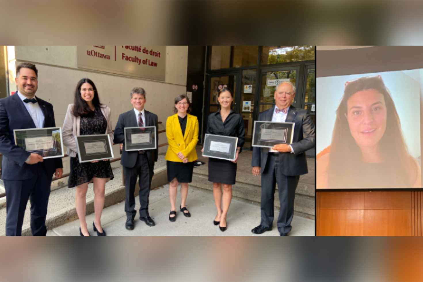 Maxime Alepin, Chanel Alepin, François Lacasse, la doyenne Marie-Eve Sylvestre, Brigitte Chan et François Alepin ont reçu leur plaque en personne, alors que Nadia Petrolito nous a rejoint en vidéo.