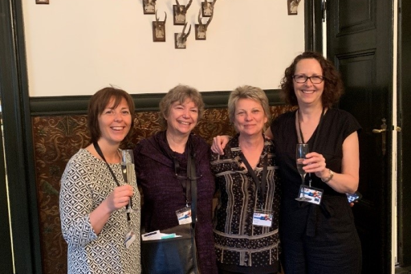 Here, Katherine and I are at the 2019 WDPI conference in Denmark with two Work Disability Prevention CIHR Strategic Training Program graduates Asa Tjulin (left) and Elspeth Kilgour (middle right). Friendships and collaborations developing from the training program continued for years.