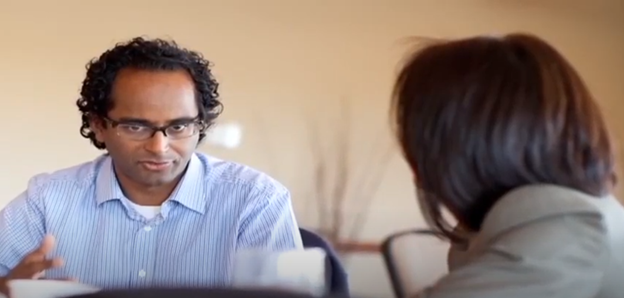 two people talking