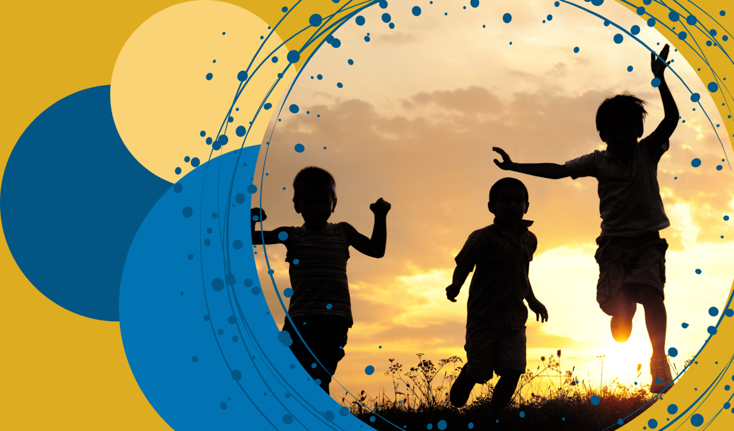 Kids running in field.