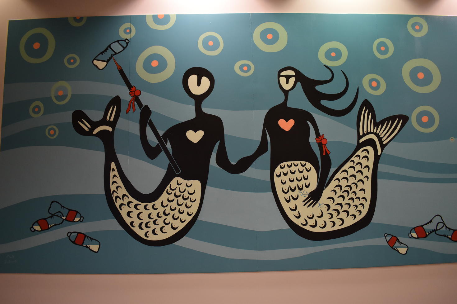 Painted wall with indigenous art
