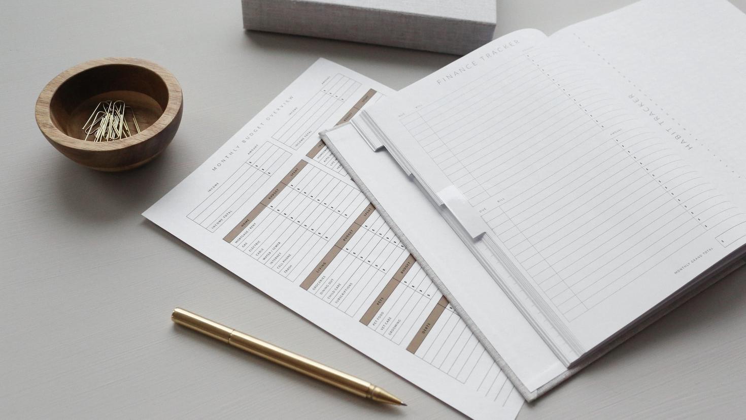 Finance tracking book