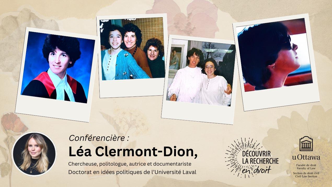 Montage d'images de Marlène Cano et de la conférencière Léa Clermont-Dion