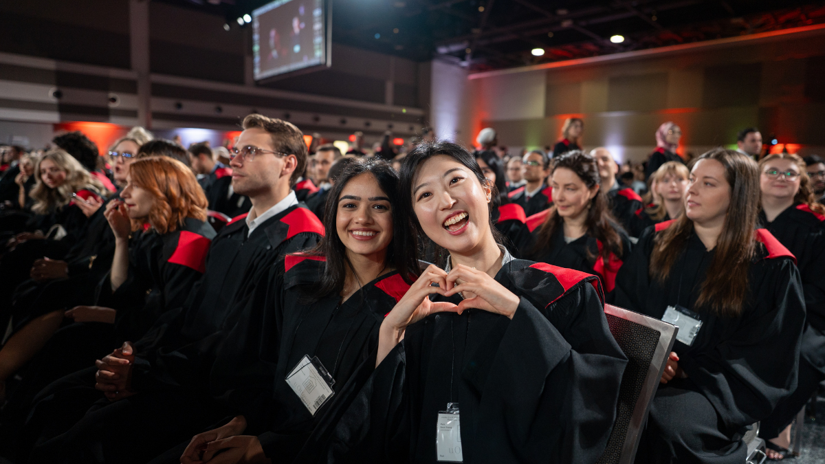 Two law students posing for the camera.