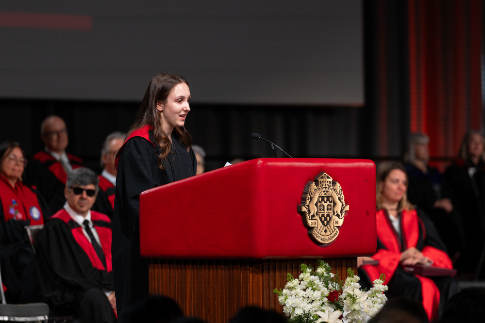 Annina Trecroce, class speaker, giving her speech.