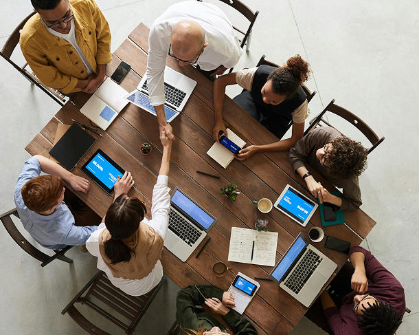 Top view of a meeting table