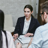 Person explaining report