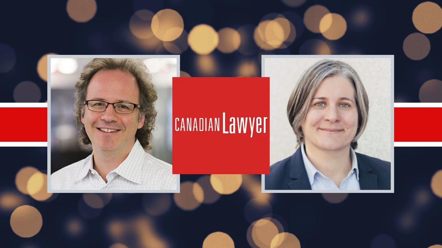 Professors Michael Geist and Amy Salyzyn, logo of Canadian Lawyer