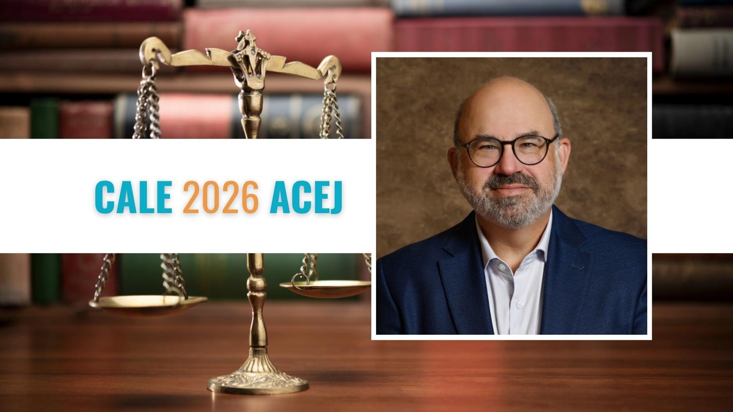Portrait of a male professor with a graphic legal background