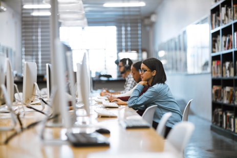 Student applying using computer