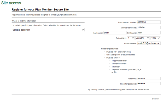 registering for the plan member for health insurance