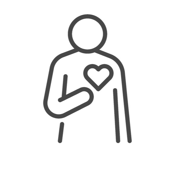 Person with a heart outline