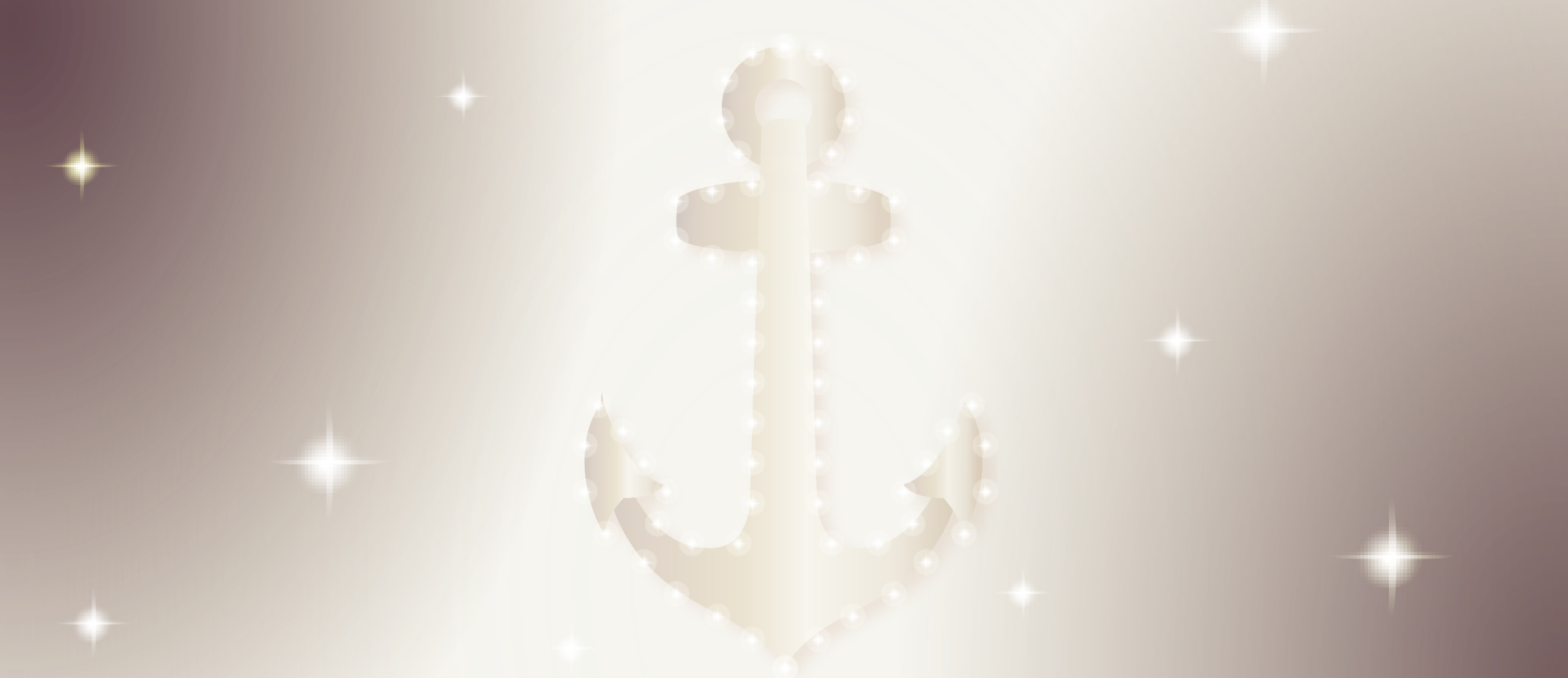 Faculty Retreat Banner for 2026 featuring a semi transparent anchor icon over a pink to white ombre background with white sparkles scattered around