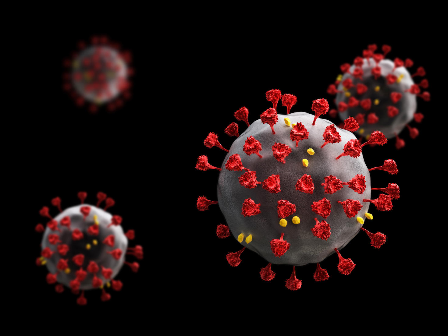 a graphic image of the COVID-19 virus up close.
