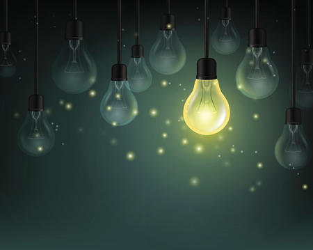light bulb with fireflies