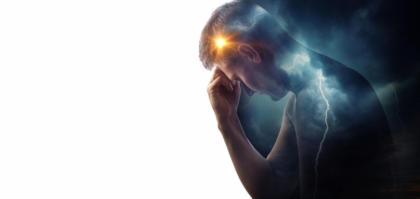 Conceptual illustration of a human head silhouette containing a galaxy and cosmic imagery, symbolizing imagination, innovation, or scientific discovery.