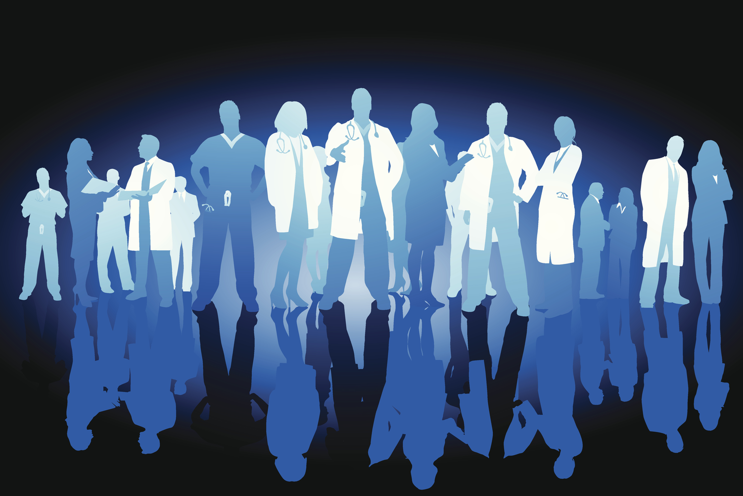 Silhouettes of team of healthcare professionals