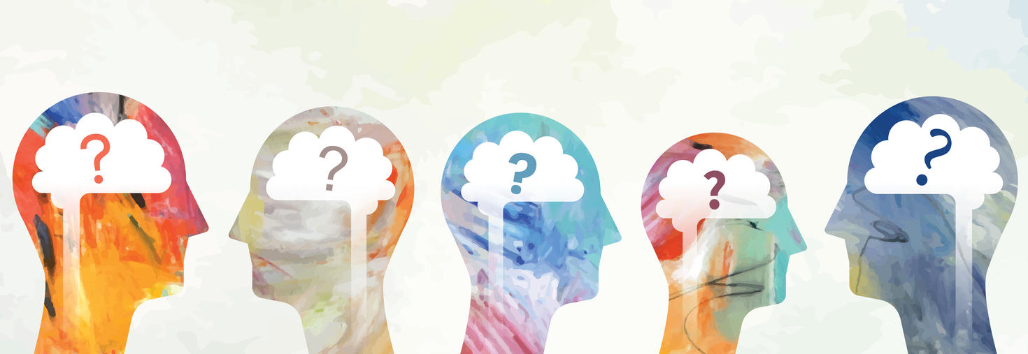 Heads With Brain And Question Marks