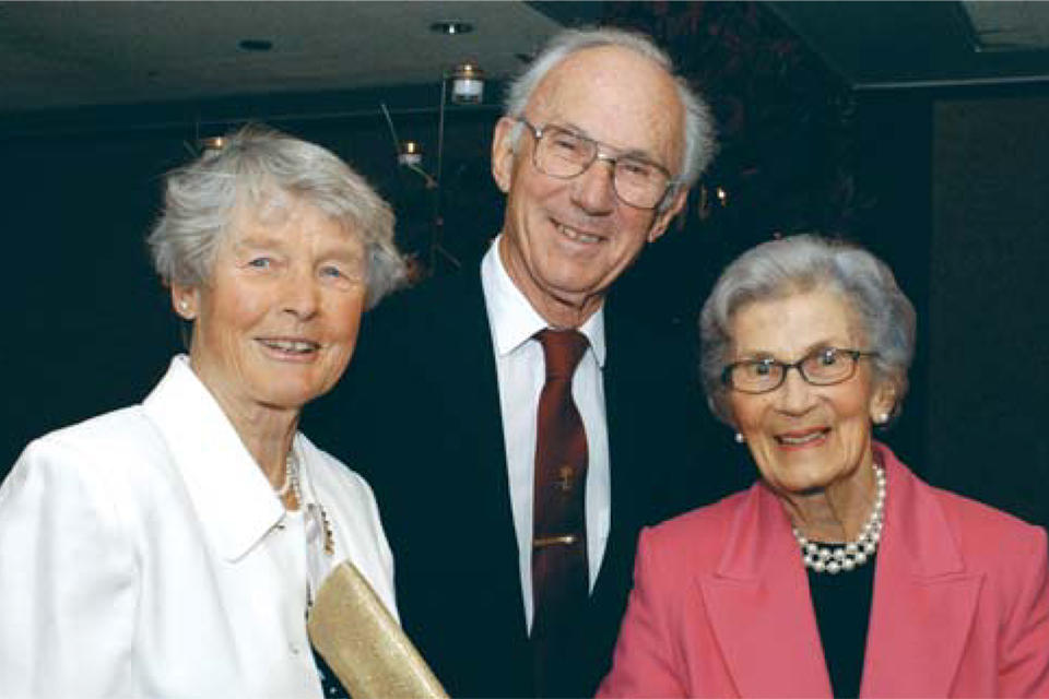 Dr. Hans Uhthoff, centre, at a reception in his honour in 2005