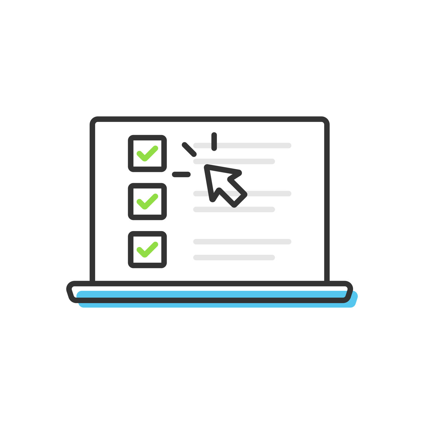Checklist and Tick on Laptop Screen Icon