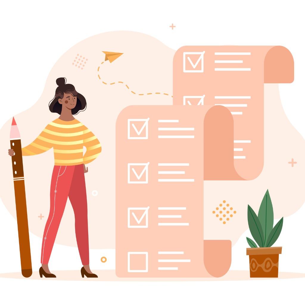 Woman with a checklist and pencil