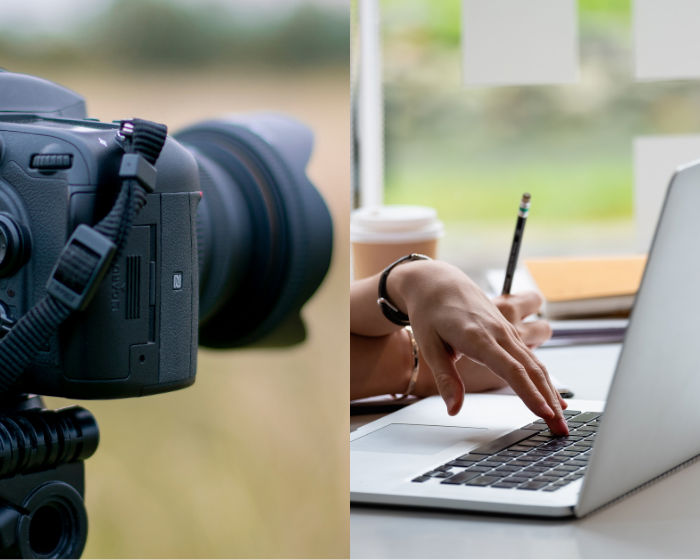 Camera and laptop