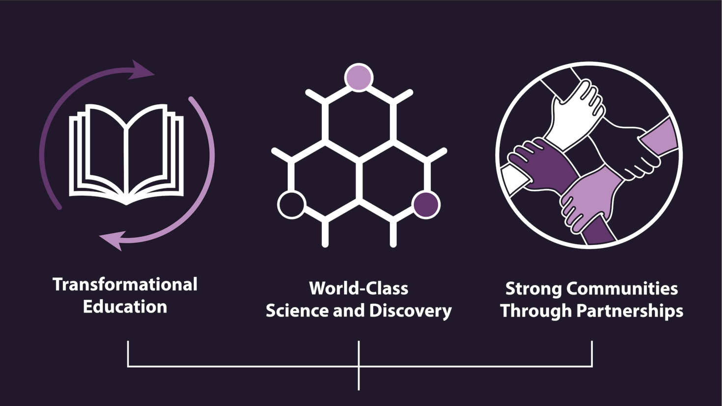 Three Strategic Platforms: transformational education, world-class science and discovery and strong communities through partnerships