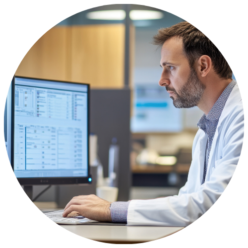 Professional working at a computer