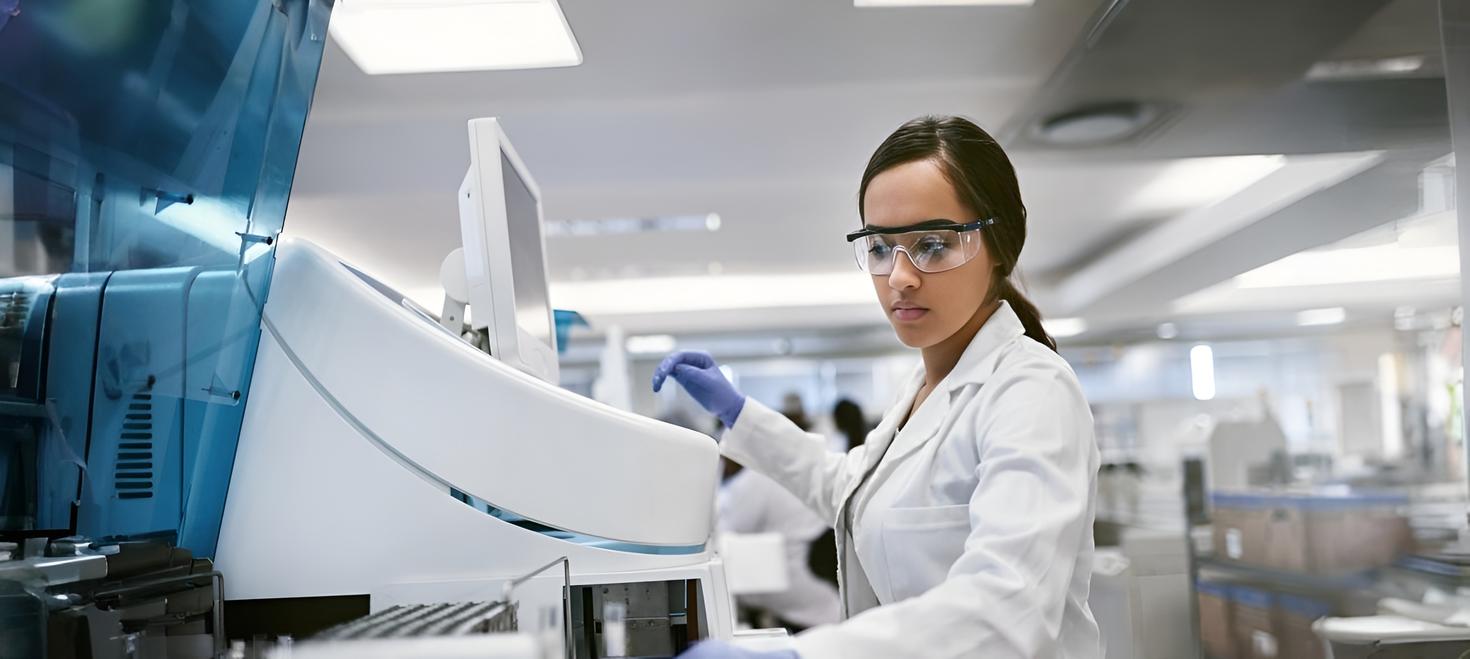A female researcher doing research