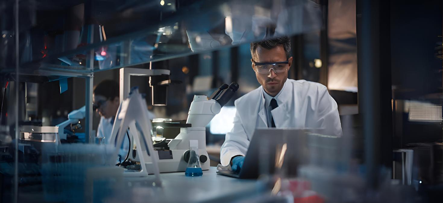 A male researcher doing research