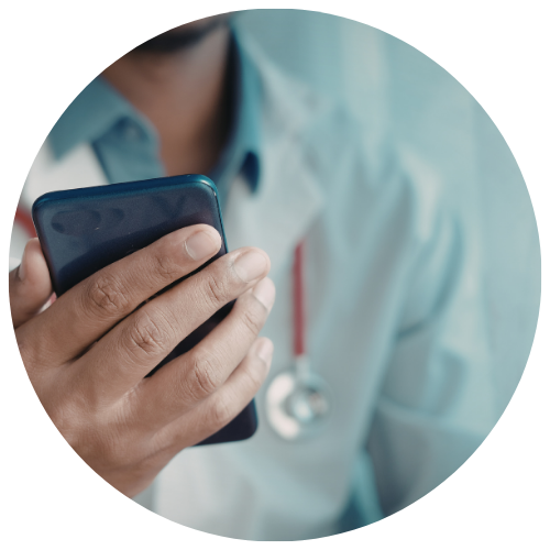 doctor using phone for AI scribe