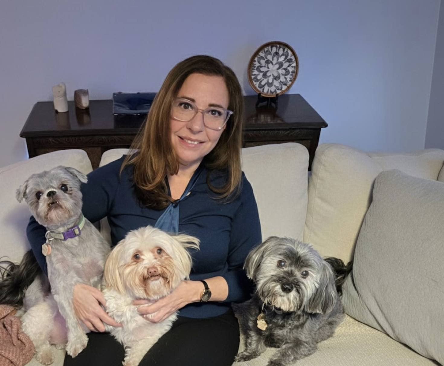 Dr. Deborah Siegal and her three dogs